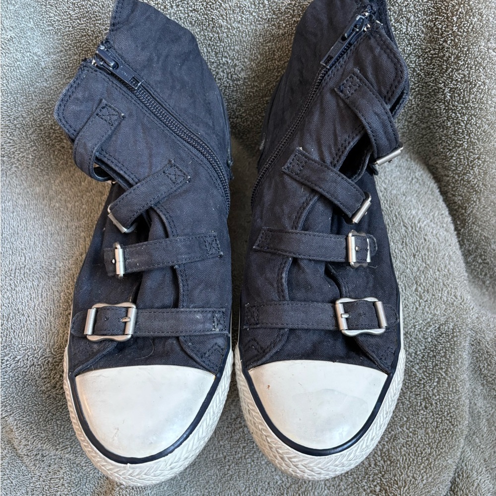 ASH Navy High-Top Sneakers with Buckles
